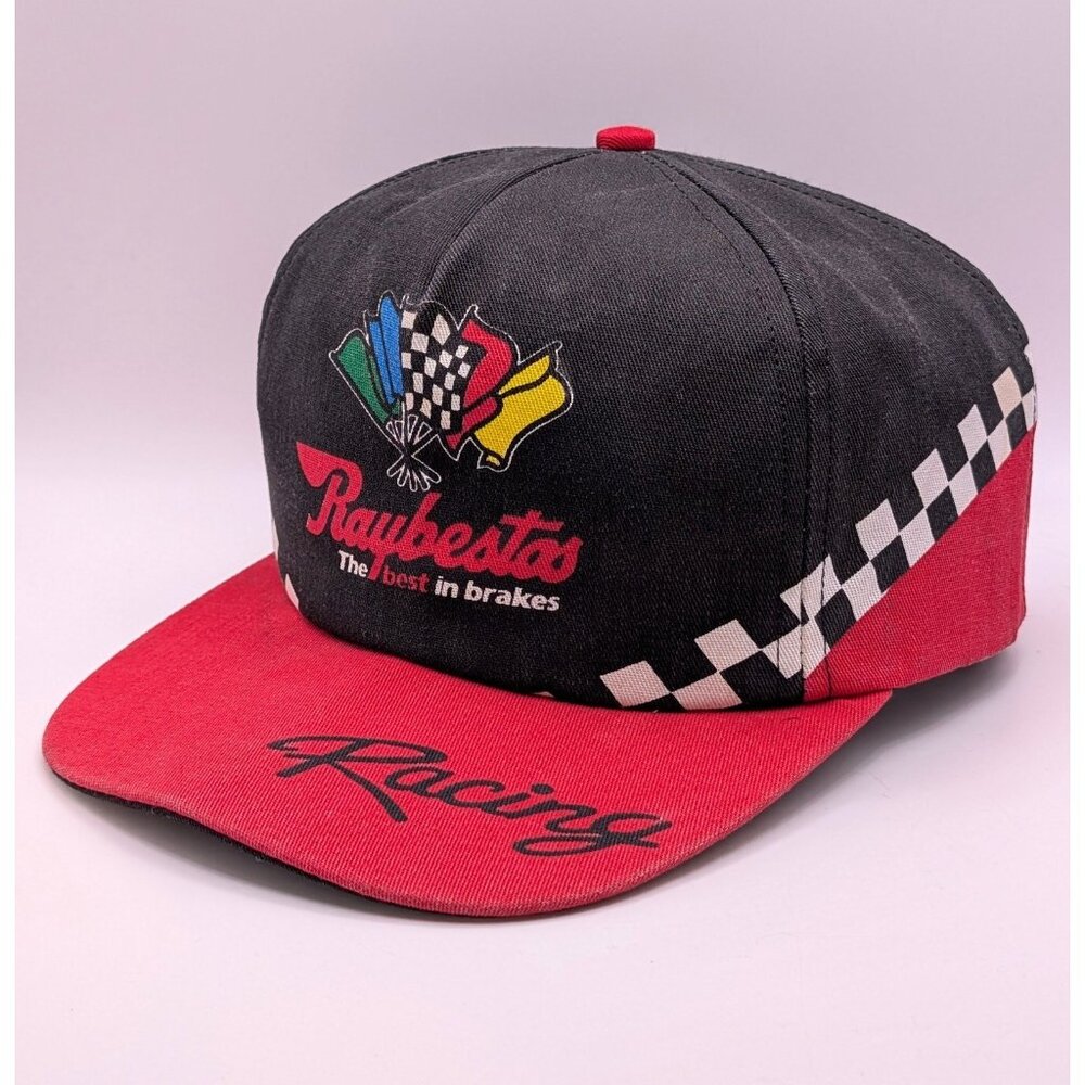 Vintage Raybestos Brakes Racing Hat Cap Snapback Black Red Swingster Made in USA